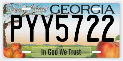 GA license plate PYY5722