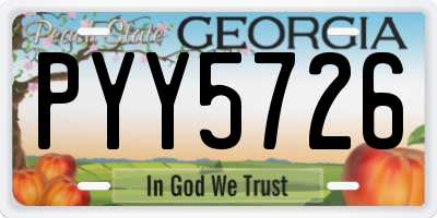 GA license plate PYY5726