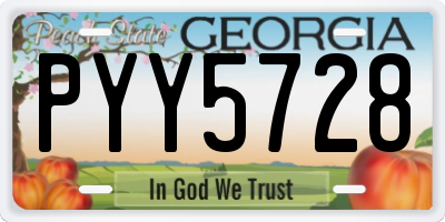 GA license plate PYY5728