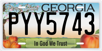 GA license plate PYY5743