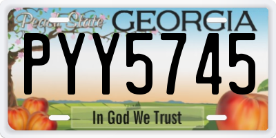 GA license plate PYY5745
