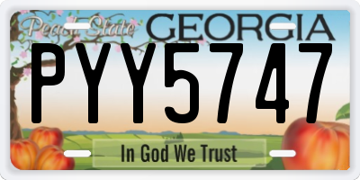 GA license plate PYY5747