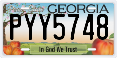 GA license plate PYY5748