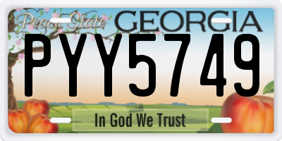 GA license plate PYY5749