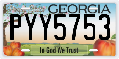 GA license plate PYY5753