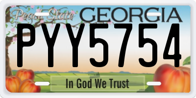 GA license plate PYY5754