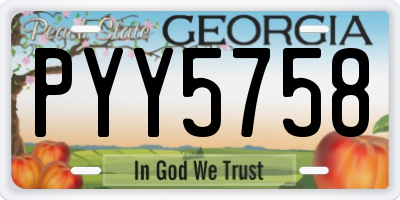 GA license plate PYY5758