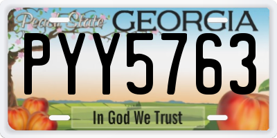 GA license plate PYY5763