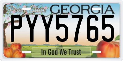 GA license plate PYY5765