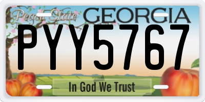 GA license plate PYY5767