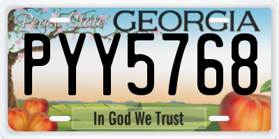 GA license plate PYY5768