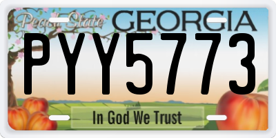 GA license plate PYY5773