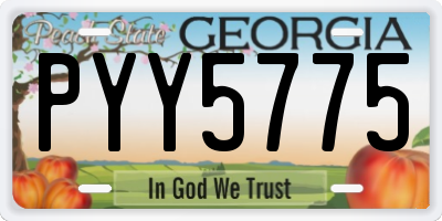 GA license plate PYY5775