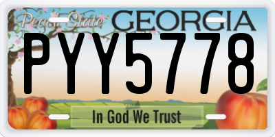GA license plate PYY5778