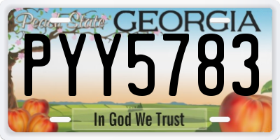 GA license plate PYY5783