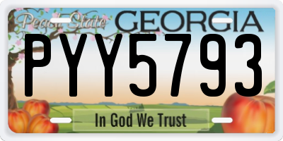GA license plate PYY5793