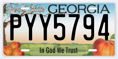GA license plate PYY5794