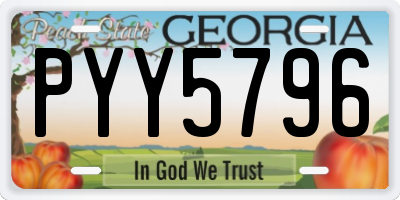 GA license plate PYY5796