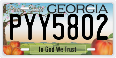 GA license plate PYY5802