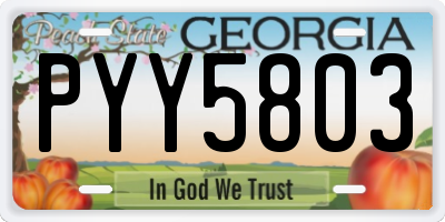 GA license plate PYY5803