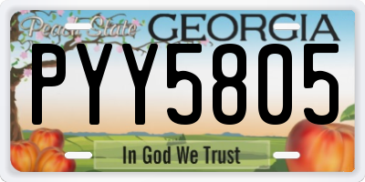 GA license plate PYY5805