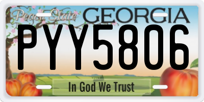 GA license plate PYY5806