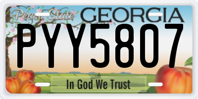 GA license plate PYY5807