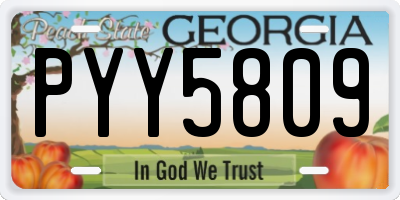GA license plate PYY5809