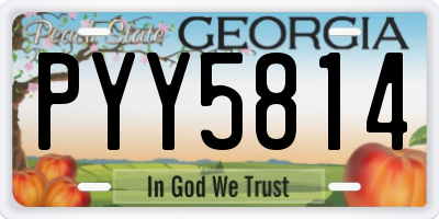 GA license plate PYY5814