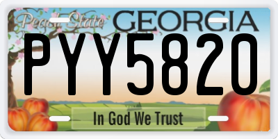 GA license plate PYY5820