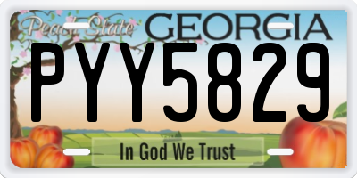GA license plate PYY5829