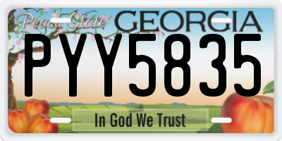 GA license plate PYY5835
