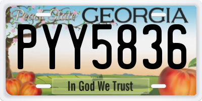 GA license plate PYY5836