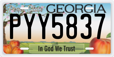 GA license plate PYY5837