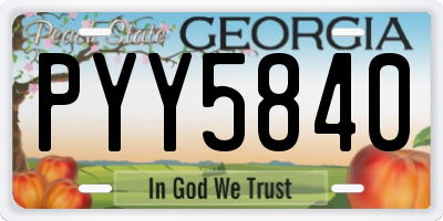 GA license plate PYY5840