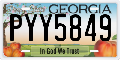 GA license plate PYY5849