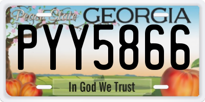 GA license plate PYY5866