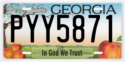 GA license plate PYY5871