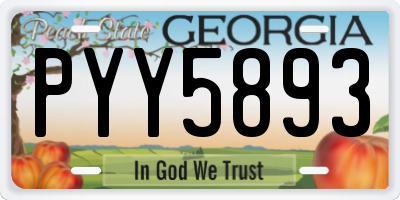 GA license plate PYY5893