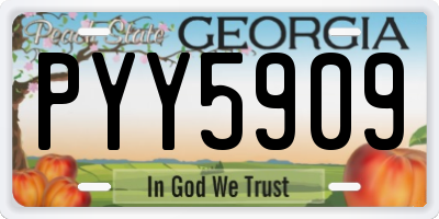 GA license plate PYY5909