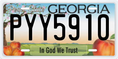 GA license plate PYY5910