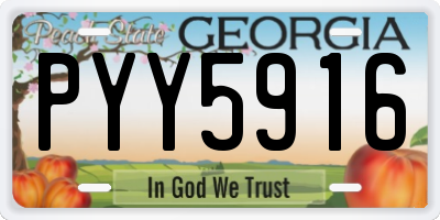 GA license plate PYY5916