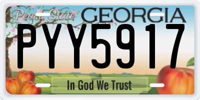 GA license plate PYY5917