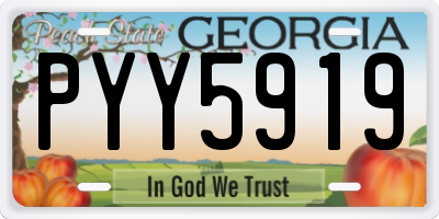 GA license plate PYY5919