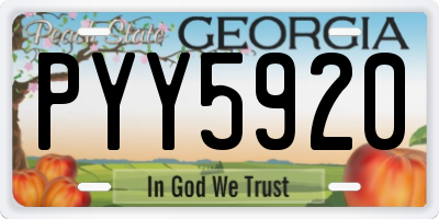 GA license plate PYY5920