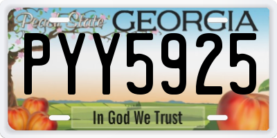 GA license plate PYY5925