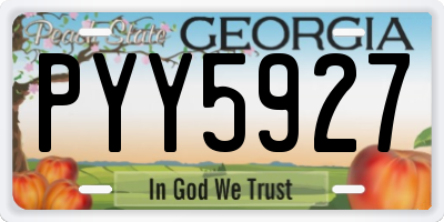 GA license plate PYY5927