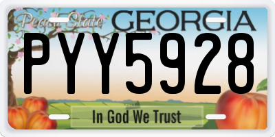 GA license plate PYY5928