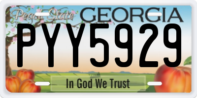 GA license plate PYY5929