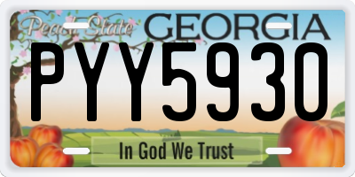 GA license plate PYY5930